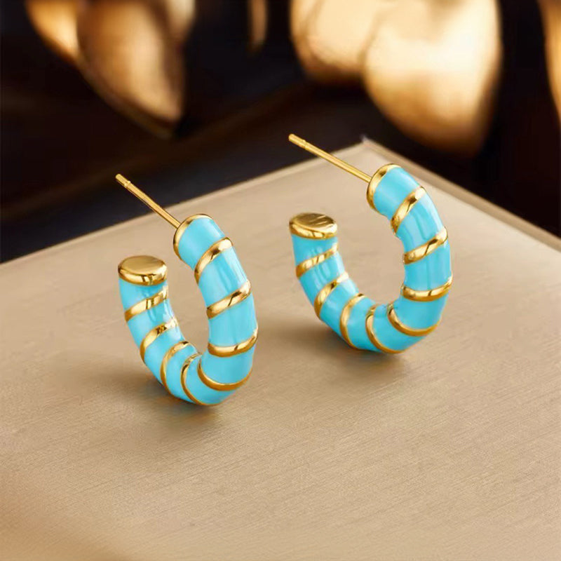 CC Blue Enamel Hoops