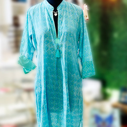 The Blue Airy Cotton Tunic Dress