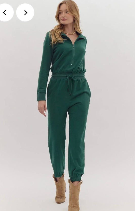 Sophy long sleeve collared zip up jumpsuit