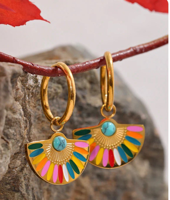 MEGAN ENAMEL FAN EARRINGS