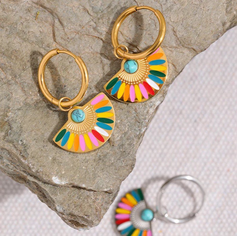 MEGAN ENAMEL FAN EARRINGS