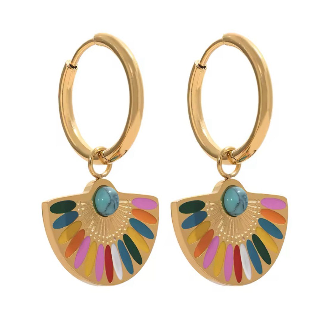 MEGAN ENAMEL FAN EARRINGS