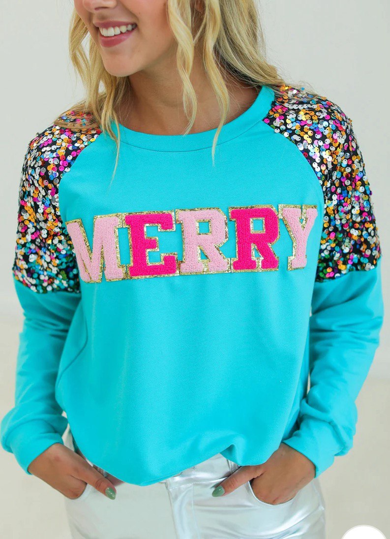 MERRY TURQUOISE SWEATSHIRT