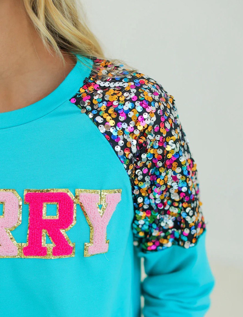 MERRY TURQUOISE SWEATSHIRT