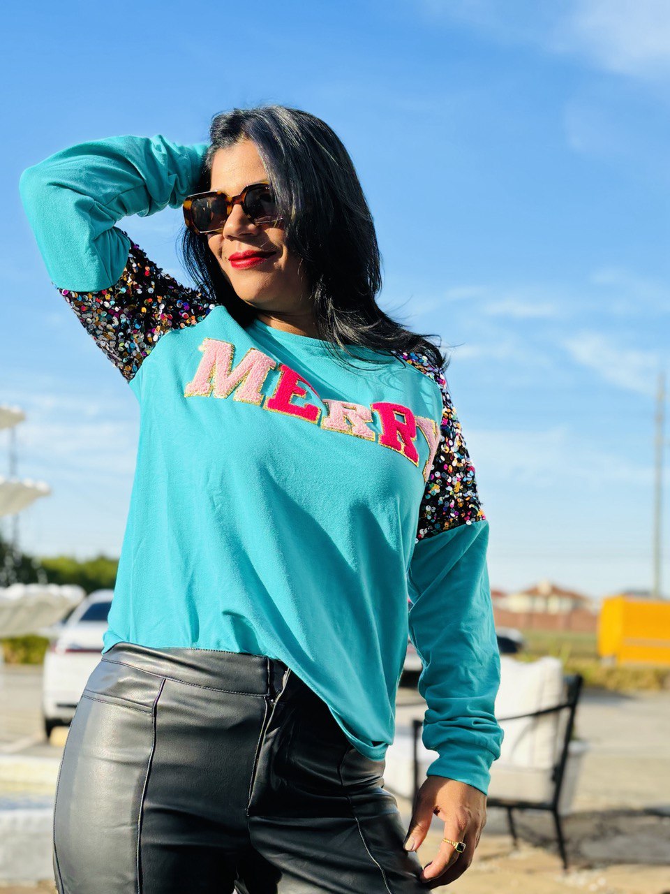 MERRY TURQUOISE SWEATSHIRT