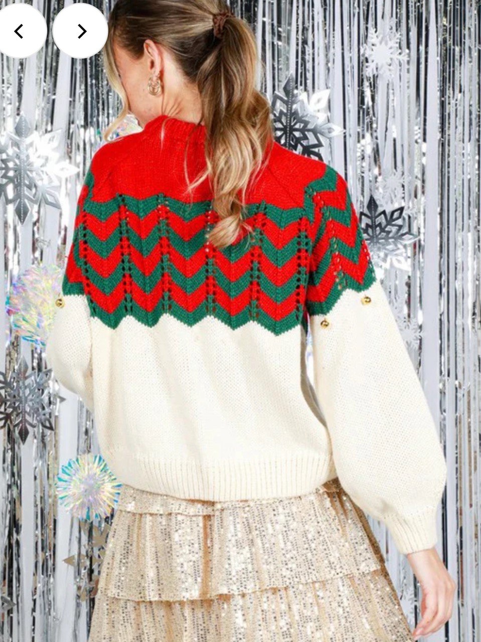 CHRIST STRIPED JINGLE BELL SWEATER