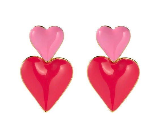 Pink Romantic Heart Earrings