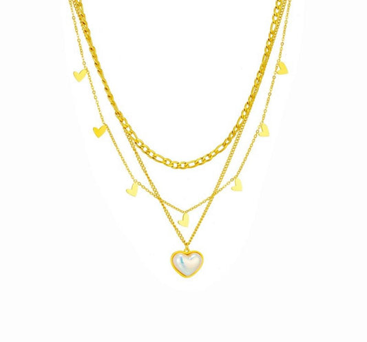 Multilayer Heart-Shaped Pearl Necklace