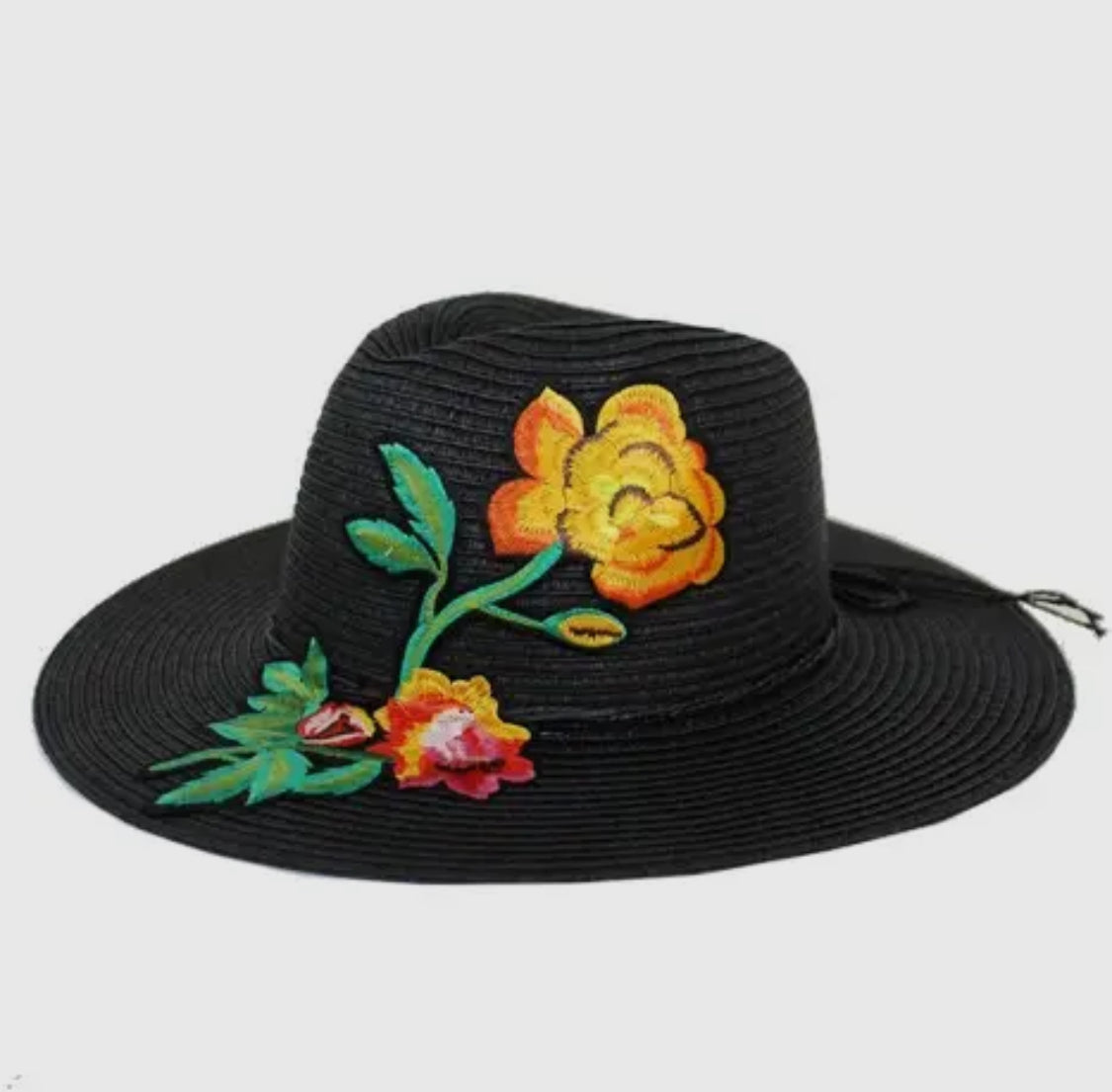 Summer Blossom Vivid Colored Applique Panama Hat