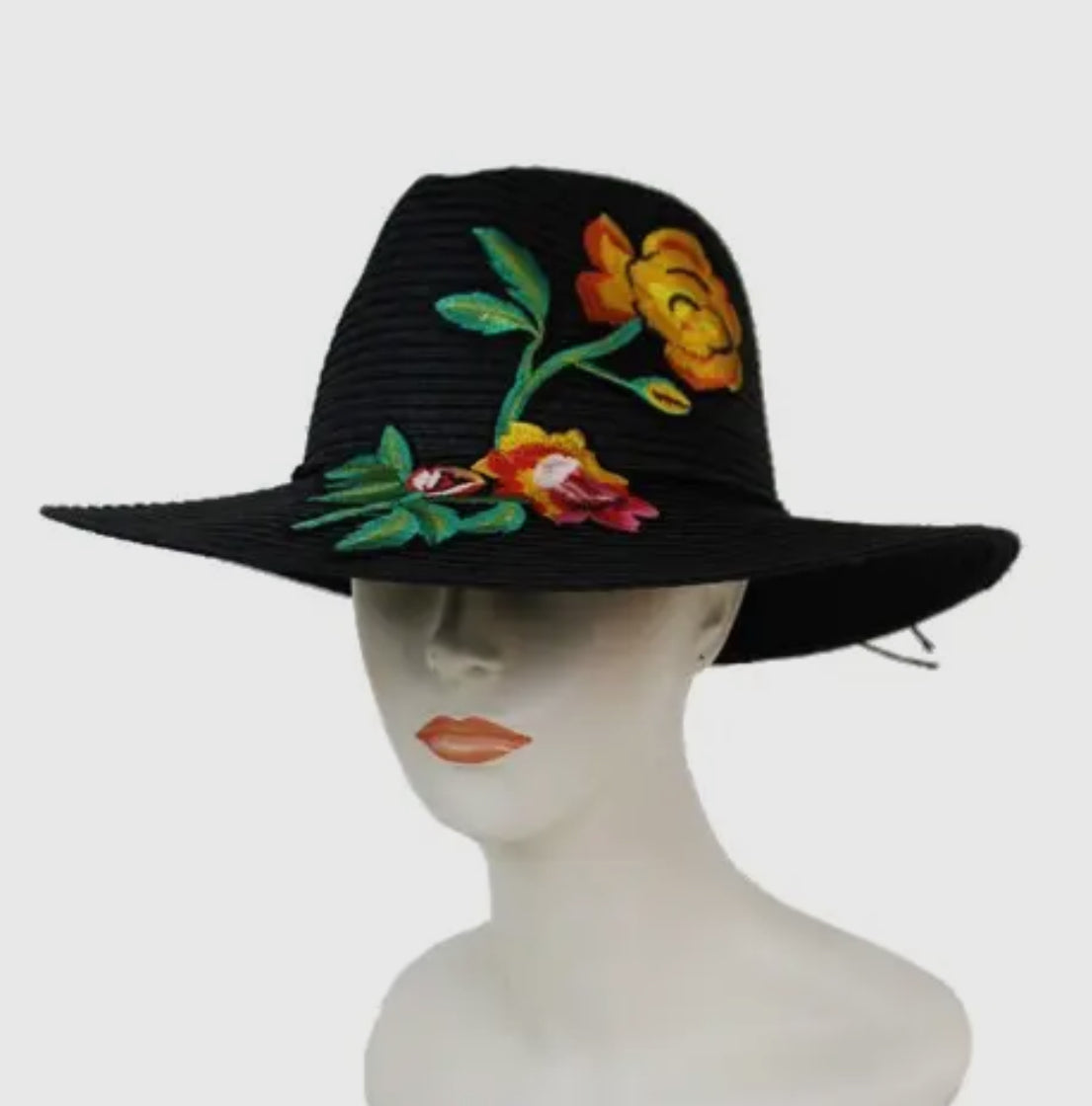 Summer Blossom Vivid Colored Applique Panama Hat