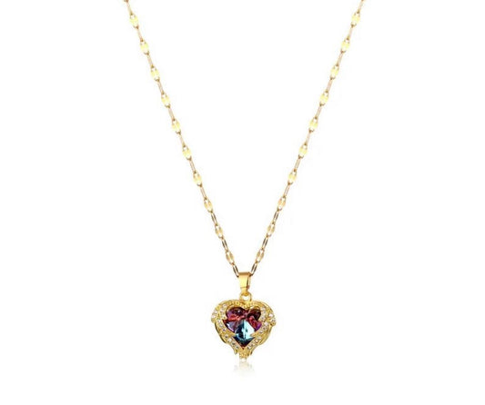 Love Heart Amethyst Gold Pendant