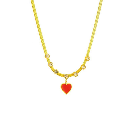 Heart Zircon flat Chain