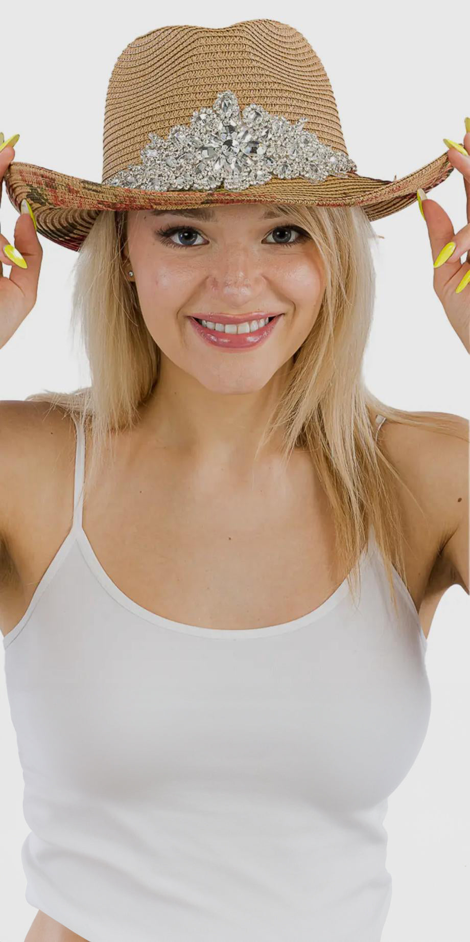 Cowboy Hat Crystal Flower Bling