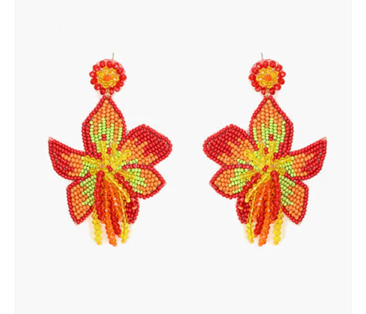 Coral Lily Earrings