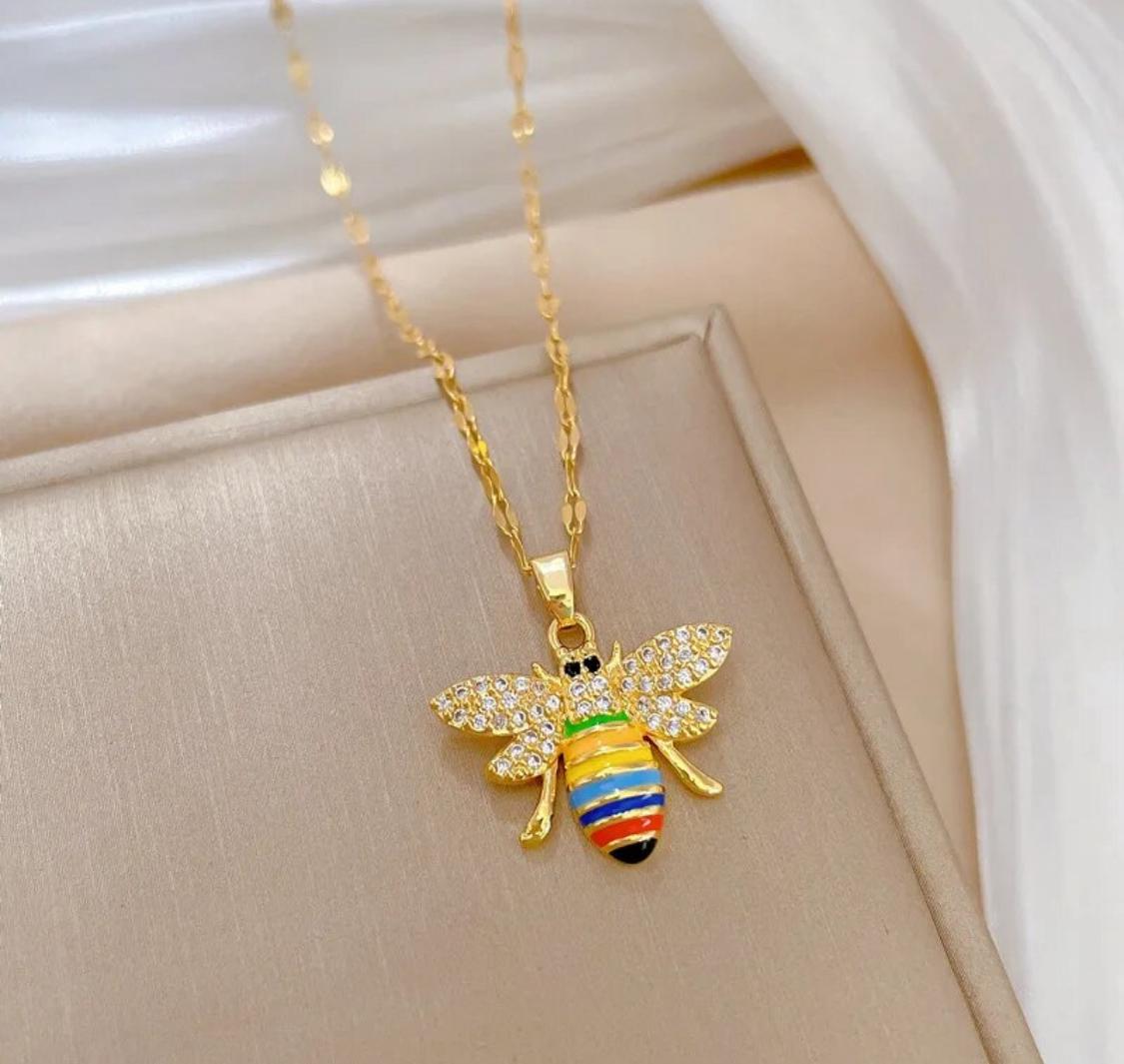 Colorful Bees Pendant Necklace